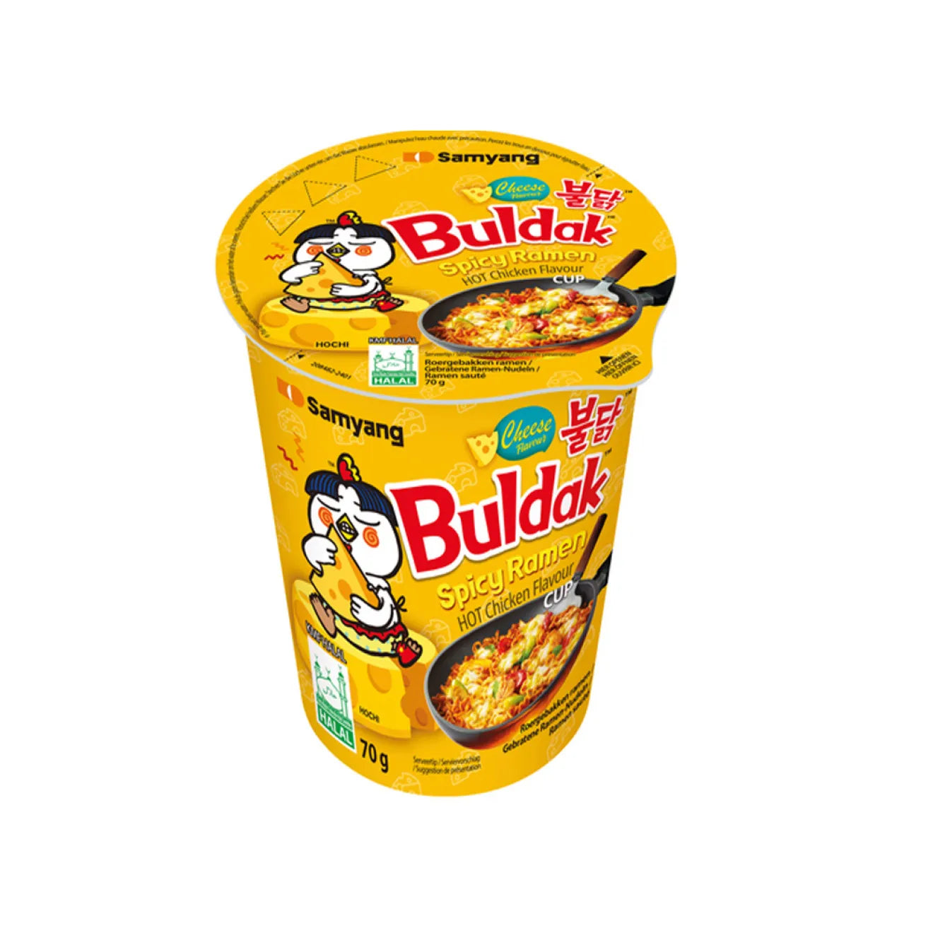 SAMYANG - BULDAK CHEESE - HOT CHICKEN FLAVOR RAMEN - NOUILLES SAUTÉES CORÉENNES INSTANTANÉES AU FROMAGE - CUP - 70G