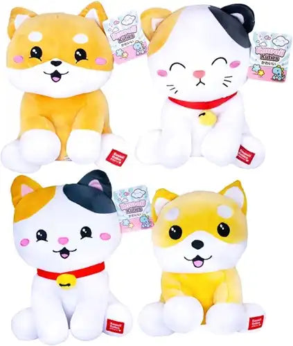 Kawaii Kuties Peluche Chat / Chien 4 assortis 24cm