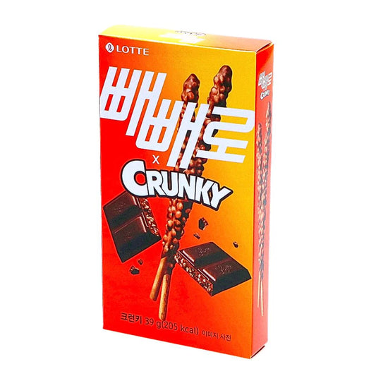 Lotte Pepero Crunky Sticks, biscuits enrobés de chocolat croustillant de 39g