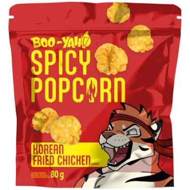 Boo-Yah Popcorn Spicy Korean Fried Chicken (80 g) – Pop-corn au goût de poulet frit à la coréenne.